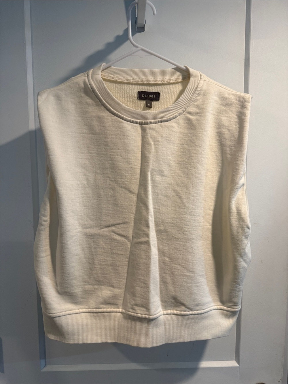 DL1961 Off-White Sleeveless Crew Sweatshirt